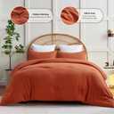 CozyLux Terracotta Queen Comforter Set, 3 Pieces Burnt Orange Rust Solid Breathable Quilted Bedding Sets, Luxury Fluffy Soft Bed Set with Down Alternative Comforter and 2 Pillowcases for All Season