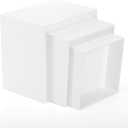 Hacaroa Set of 2 Acrylic Cube Riser Hollow Bottom, Glossy White Buffet Riser Food Display Stand, 5 Sides Cupcake Stand Nesting Display Boxes for Jewelry, Collectibles, Figures, 3 Sizes