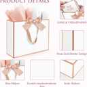 Ethhqu 5Pack Elegant Large Gift Bags with Handles, 12.6x10x4 Inch - Set Includes Tissue Paper & Cards for Birthday, Baby Shower, Wedding, Anniversary, Mothers Day & Holiday Gifts (5Pcs White with Rose Gold Rim)