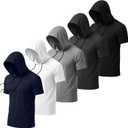 August Alley 5 Pack Mens Big and Tall Hoodies | Short Sleeve, Sweatshirt Style, Loose Fit, Workout Tops, Casual Pullover, Summer Wear, Soft, Lightweight, Comfy, Everyday