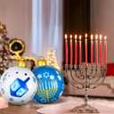 4 PCS Hanukkah Ornament Balls 24 Inch Large Inflatable Hanukkah Decorations White and Blue Menorah Decorations for Yard Garden Indoor Outdoor Holiday Decoration (4)