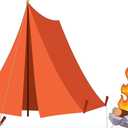 Cardboard People Tent and Campfire Life Size Cardboard Cutout Standup, One Size