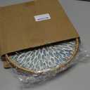 Round Rattan Tray with Mother of Pearl Inlay, Decorative Wicker Serving Tray with Wooden Base, Woven Basket Trays for Bread Fruits Coffee, Leaf