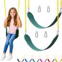 Jungle Gym Kingdom Swing for Outdoor Swing Set - Swing Seat Replacement Kit with Heavy Duty Chains - Backyard Swingset Playground Accessories for Kids - Green, 2 Pack