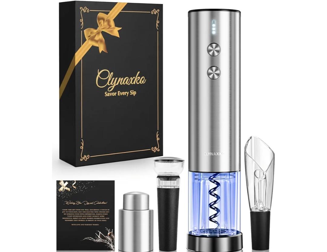 Electric Wine Opener Set - Premium Wine Gifts with Wine Opener, Foil Cutter, Wine Aerator, Vacuum Stopper, and Elegant Gift Box - Ideal Christmas Gift for Unforgettable Moments