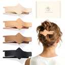 Medium Flat Hair Clips for Women, French Flat Claw Clips for Thin Thick Hair, Duckbill Hairclips for Driving, Doing Yoga, Strong Hold and Non Slip-Beige, Light Khaki, Dark Khaki, Black-4 Pcs