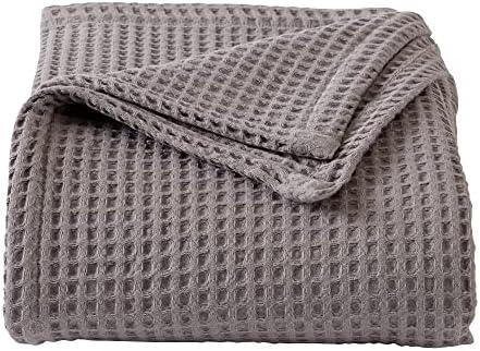 100% Cotton Waffle Weave Bed Blanket | Soft, Breathable, and Lightweight Blanket for All-Season | Perfect for Layering | Brielle Collection (King, Charcoal)