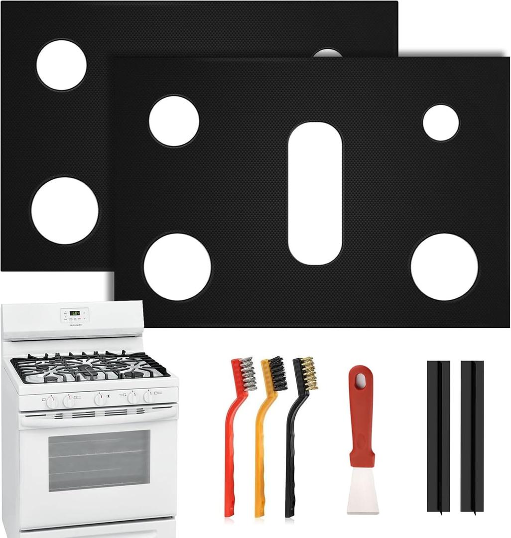 2Pcs Stove Guard for Gas Stoves, Stove Top Covers for Gas Burners - 5 Burner Reusable Gas Stove Protectors for Samsung Gas Range, Non-Stick & Washable