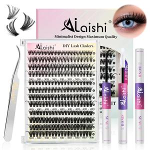 Lash Clusters Kit, DIY Cluster Eyelash Extensions 916mm, 30D+40D+50D, 240pcs, D Curl Natural Volume Lashes with Lash Bond and Seal,TweezersWaterproof Fake Cat Eye Wispy Individual Clusters(MIX3-1-S)