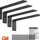 LEOPO 20" Countertop Support Brackets 4 Pack, 3/8" Thick Heavy Duty Standard Front Mounted L Countertop Support Bracket for Shelves,Bracket for Quartz/Granite/Wood/Concret/Laminate Countertops