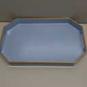 Spsyrine Blue Plastic Serving Tray for Ottoman, Coffee Table, Octagon Decorative Tray for Entertaining, Outdoor, Living Room, Home Decor (15.7" x 10.2" x 1.6")