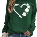 St Patricks Day Sweatshirt Women St Patricks Day Shirt Funny Shamrock Sweater Irish Lucky Long Sleeve Pullover Tops (Green, XL)