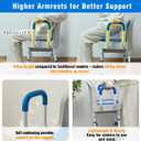 Lumizone Portable Toilet Chair for Elderly Adjustable Bedside Commode with Armrests & Sliding Bucket 5-Level Height Odor-Proof Double Lid Non-Slip Feet Supports 220 lbs, Lightweight for Home/Travel
