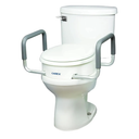 Compass Raised Toilet Seat with Arms, Elongated Toilets, 3.5 Inch High, Elevated Toilet Riser with Removable Padded Handles, Easy On and Off, Support 250 lbs, White