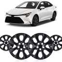 WOLFSTORM 16" Hubcaps for Toyota Corolla 2009-2026/ Corolla Hybrid LE 2023-2026/ Matrix 2009-2014 Steel Wheels, R16 Car Hubcaps Snap On Installation 16 Inch Wheel Rim Cover Set of 4, Black Lacquer