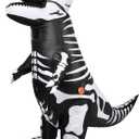 Silkfly Halloween Inflatable Dinosaur Costume Skeleton Tyrannosaurus Halloween Costume Blow Fancy Dress for Party Cosplay (Adult Size, Classic Color)