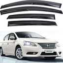 MUCO Window Visor Rain Guards Window Deflectors 4pcs for 2013-2019 N-issan Sentra S SV SR Outside Mount Sun/Rain Guard Black