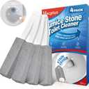 Vacplus Toilet Brush - Toilet Bowl Cleaners with Extra Long Handle, 100% Pumice Stone for Toilet Cleaning, Remove Limescale, Rust, Cleaning Supplies for Toilet, Pool, Bathroom, Sink, (4 Pack, Gray(2x Efficiency))