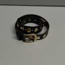 WERFORU Women Fashion Leather Belt Studded Leather Belt Ladies Belts for Jeans Dress Punk Belt (21"-24" Waist Adjustable, A-black-gold)