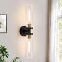 Black and Gold Wall Sconce, Bathroom Sconces Wall Lighting with Clear Glass, Modern Sconces Wall Light fixtures for Bathroom Mirror Living Room Hallway Bedroom (22inch - 1PC)