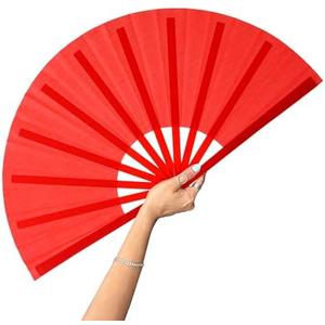 13inch Large Rave Fan Popping Fan Clacking Fans for Line Dancing,Hand Fans for Women Foldable,Boots on The Ground Fan,Portable for Outdoor,Wedding,Party,Decoration, Red, 2 Pack 