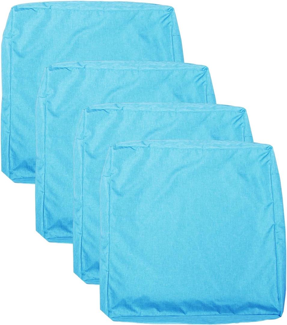 Patio Seat Cushion Covers,Washable Slip Covers Replacement,Waterproof Outdoor Furniture Chair Cushion Pillow Seat Cover for Couch,Garden,Sofa,Aqua,24"24"4"(4 Covers Only)
