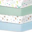 Bimocosy Crib Sheets 4 Pack, Baby Crib Sheets Fitted for Boys and Girls Breathable & Snug Fit, Soft Toddler Bed Sheets for Standard Crib Mattress Nursery Daycare Essentials, Ocean Friends