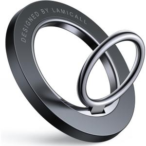 Lamicall Magnetic Phone Ring Grip for MagSafe - 360 Rotation Strong Magnet Finger Ring Holder Grip Stand, Mag Safe Kickstand Accessories for iPhone 17 16 15 14 Air Pro Max Plus, Androids, Misty Black