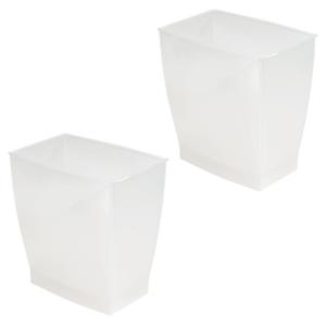 iDesign Small Plastic Bathroom Trash Can, Slim Rectangle Garbage Bin for Bedroom, Office, Dorm, 2-Pack, Frost