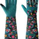 Trifabricy Gardening Gloves for Women, Breathable leather Garden Gloves with Grip, Thorn-Proof Puncture-Resistant Work Gloves (Dark Green - Multiflower)