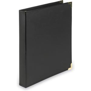 Samsill Leather Binder, Classic Collection, 3 Ring, Executive Presentation Portfolio, 1 Inch (Holds 200 Sheets), Brass Round Ring, Black