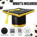 MiniInflat 13 ft Wide 2026 Graduation Cap Inflatable Decoration with Built in LED Lights Black and Gold Congrats Grad Hat Blow Up for Garden Yard Party Indoor Outdoor Decor 6ft Height