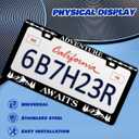 Adventure Awaits License Plate Frame Mountains License Plate Frames Personalise Stainless Steel Funny Design Compatible with Standard License Plate Holder for USA and Canada 6 X 12 with Screws