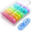 Pill Organizer 3 Times a Day, Daily Pill Box 7 Day, Weekly Cases Medicine Organizers to Hold Vitamins and Medication (Multicolor)