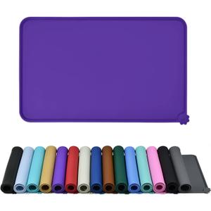 Waterproof Pet Feeding Mat with High Raised Edges, Heavier and Thicker Placemats for Cat Dog Water Bowl with BPA Free, Dogs Cats Food Mats for Messy Drinkers to Prevent Spill and Protect Floors (28" x 18", Purple)