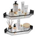 IBOFYY Acrylic Corner Bathroom Counter Organizer - 2 Tier Countertop Storage Shelves for Dresser, Kitchen, Laundry, Dorm Room (Black)