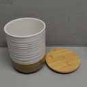 HASENSE 80oz White Ceramic Food Storage Jar with Bamboo Lid  7.5 Inch Minimalist Kitchen Canister for Pantry, Dry Goods, Sugar, Tea, Flour  Airtight Wide Mouth Container with Natural Base