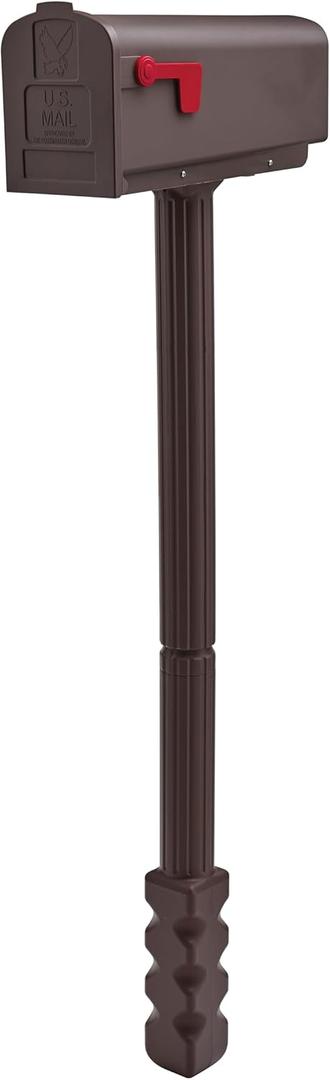 Architectural Mailboxes Newbury Rust-Proof Plastic Post Mounted Mail Box for Outside with Post, Mocha, Medium Curbside Mailbox, USPS Approved for Residential Delivery
