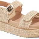 Coutgo Womens Platform Sandals Comfortable Flat Sandals Double Strap Footbed Summer Beach Sandals 11