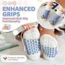 ANTSANG Baby Toddler Grip Socks, Girls Boys Thick Cotton Ankle Crew Socks | Enhanced Grips, Adjustable Cuff, Smooth Toe, High Elasticity, Soft Touching, Breathable, Moisture-Wicking, Non-Slip, 9 Pairs