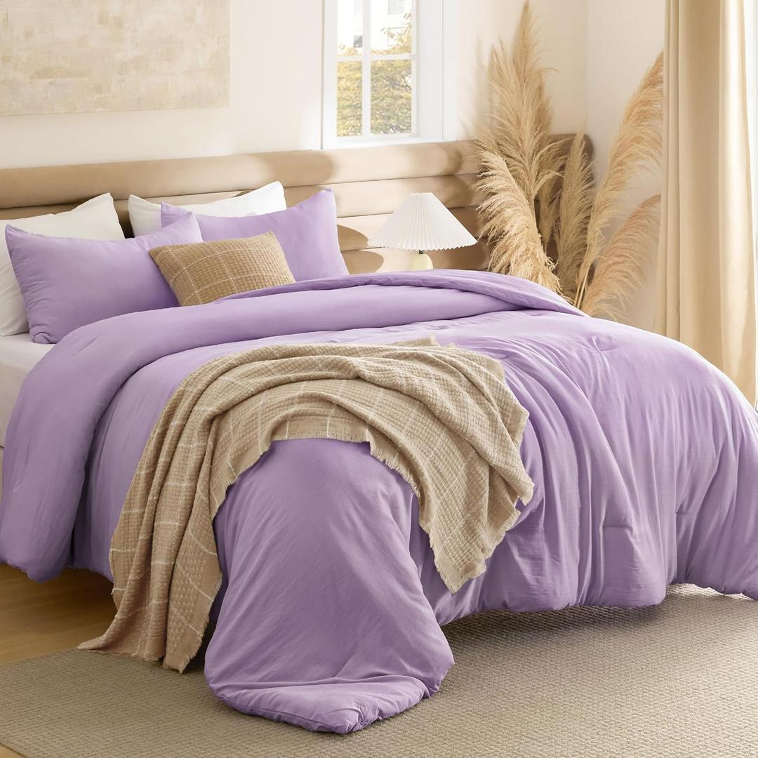 Bedsure Full Comforter Set, Lavendar Soft Prewashed Bedding for All Seasons, 3 Pieces GentleSoft Bed Set, 1 Lightweight Comforter (82"x86") and 2 Pillowcases (20"x26")