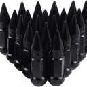 20PCS M12x1.5 Car Wheel Lug Nuts with Pointed Cap, 60mm Height Aluminum Anti-Corrosion Automotive Wheels Rims Lug Nuts, Vehicle Cap Spiked Extended Tuner, Automotive Exterior Accessories (Black)