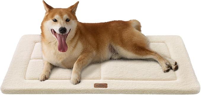 Low-Profile Dog Pad Mat for Medium Small Dogs, Washable Ultra Soft Dog Crate Mat, High Density Foam Pet Beds for Indoor & Outdoor Dogs, 31" x 48", Cream White
