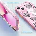 2 x Compatible for iPhone 13 Case, Pretty Butterfly Print Three-Dimensional Wave Clear Case for Girls Women, Soft Full Package Anti-Fall Cover for iPhone 13, Black Butterfly