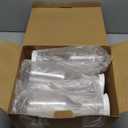 Gejoy 6 Pcs Plastic Water Carafe with Lids 32 oz Clear Juice Pitchers for Mimosa Bar Drinks Milk Iced Tea Beverage Containers for Home Restaurant School Fridge, Not Dishwasher Safe (White,Black Cap)