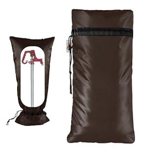 Extended Outdoor Faucet Cover for RV Park Water Hydrant Insulated, 3M Thinsulate Insulation Sprinkler Freeze Protector for Winter & Summer, 35”H x 15”W for Garden Lawn Faucets & Yard Hydrant - Brown