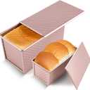 2 Pack Pullman Loaf Pan with Lid, 1 lb/0.5 lb Dough Capacity, Premium Non-Stick Sandwich Bread Loaf Pan with Lid, Carbon Steel Corrugated Bread Toast Box Mold with Cover for Baking