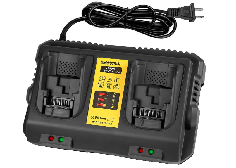 DCB102 20V MAX Battery Charger Replacement for Dewalt Battery Charger, 2 Port Charger Compatible with Dewalt 12V20V Batteries