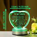 Qianwei Romantic Gifts for Wife from Husband with Colorful Led Base Wife Gifts from Husband Heart Crystal Unique Gifts for Wife Anniversary Birthaday Christmas Gifts Valentine's Day for Wife