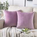 Phantoscope Pack of 2 Velvet Decorative Throw Decorative Pillow Cover Soft Solid Square Cushion Case for Couch Light Purple 20 x 20 inches 50 x 50 cm